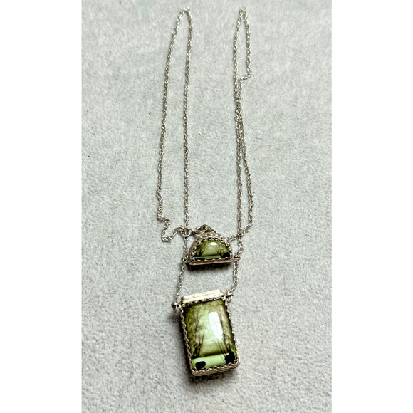 Vtg Russian Finift Enamel Perfume Box Pendant 24" Necklace Hand Painted Forest - Picture 4 of 5